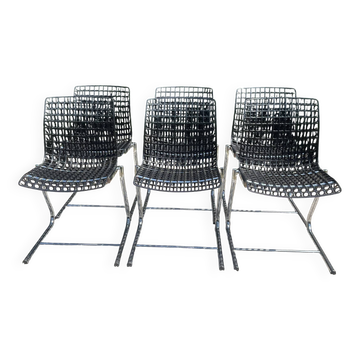 Set of 6 "Moiré" chairs by Ton Haas