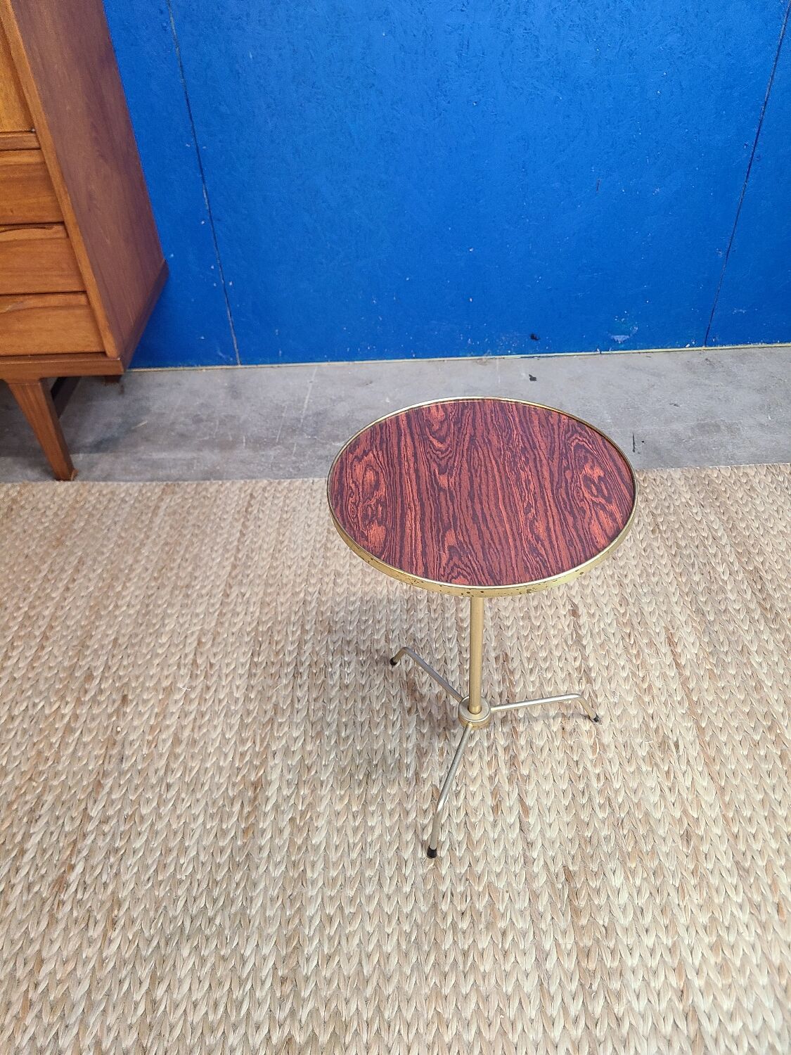 Vintage brass and rosewood side table