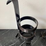 Pair of vintage brutalist iron candlesticks