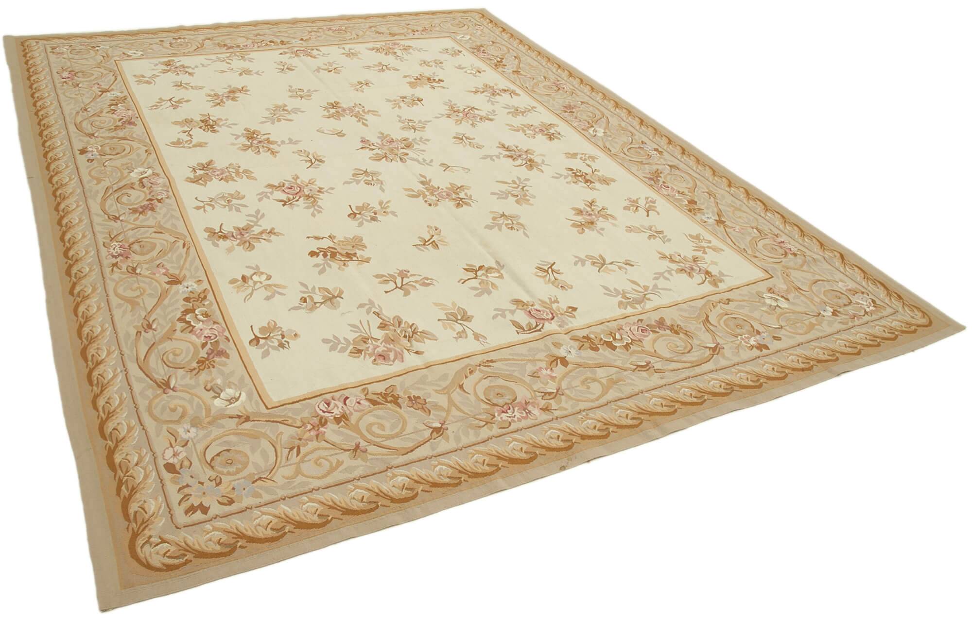 Handmade European Vintage Aubusson Kilim 263 cm x 353 cm