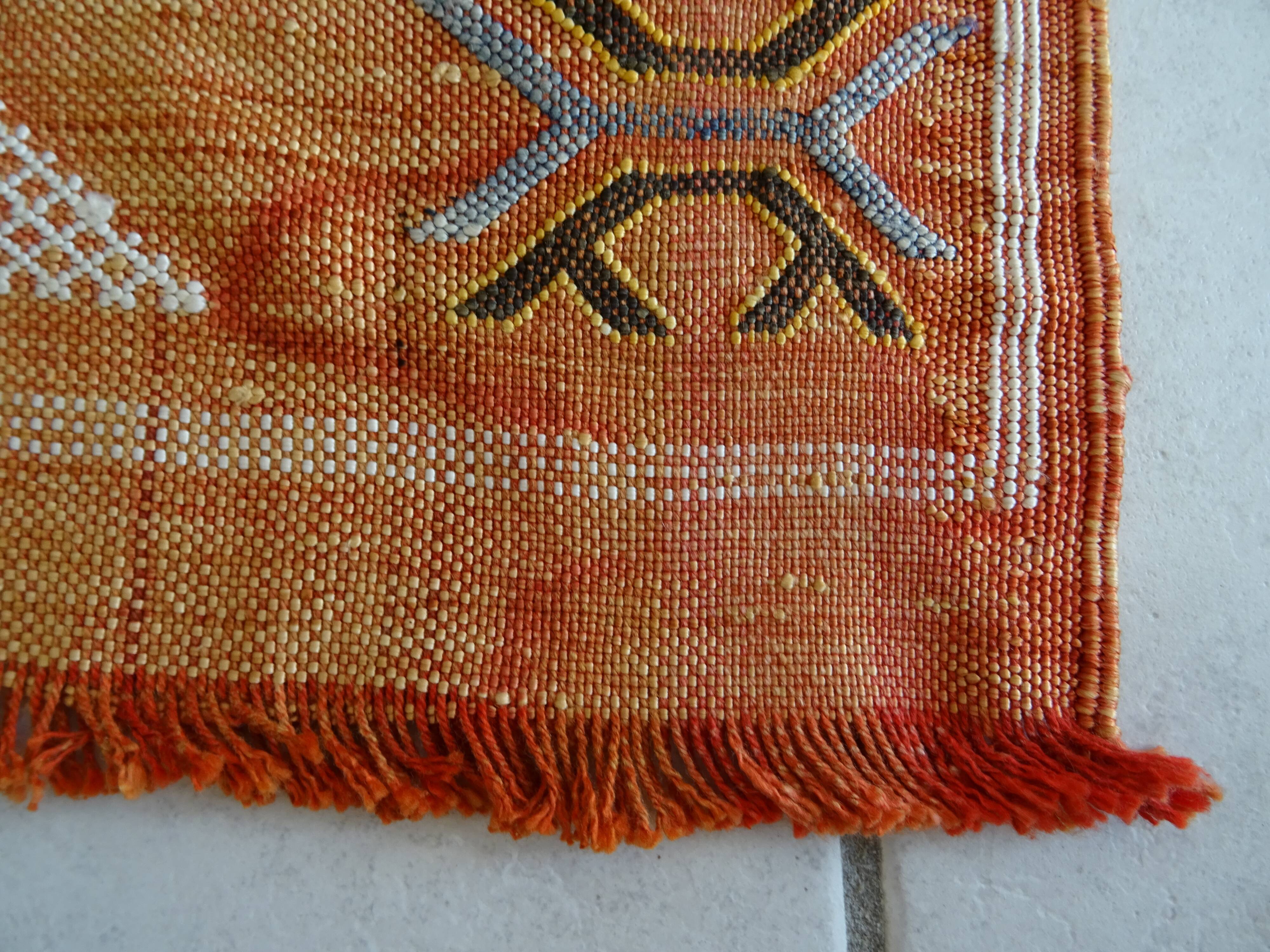 Pair of Berber carpets sabra Morocco plant fibers around 1930