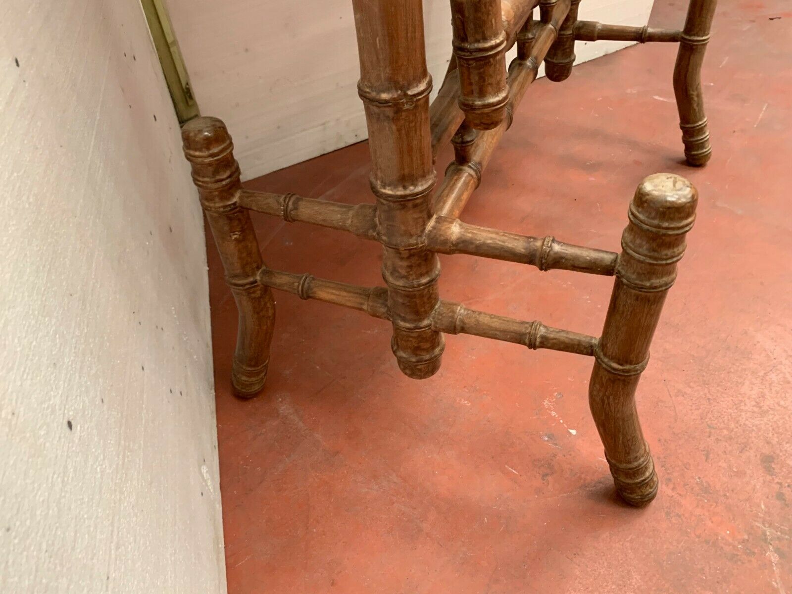 19th century bamboo-style cherry-style psyche mirror 85x193cm