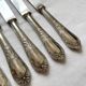 6 antique knives in silver metal and stainless blade