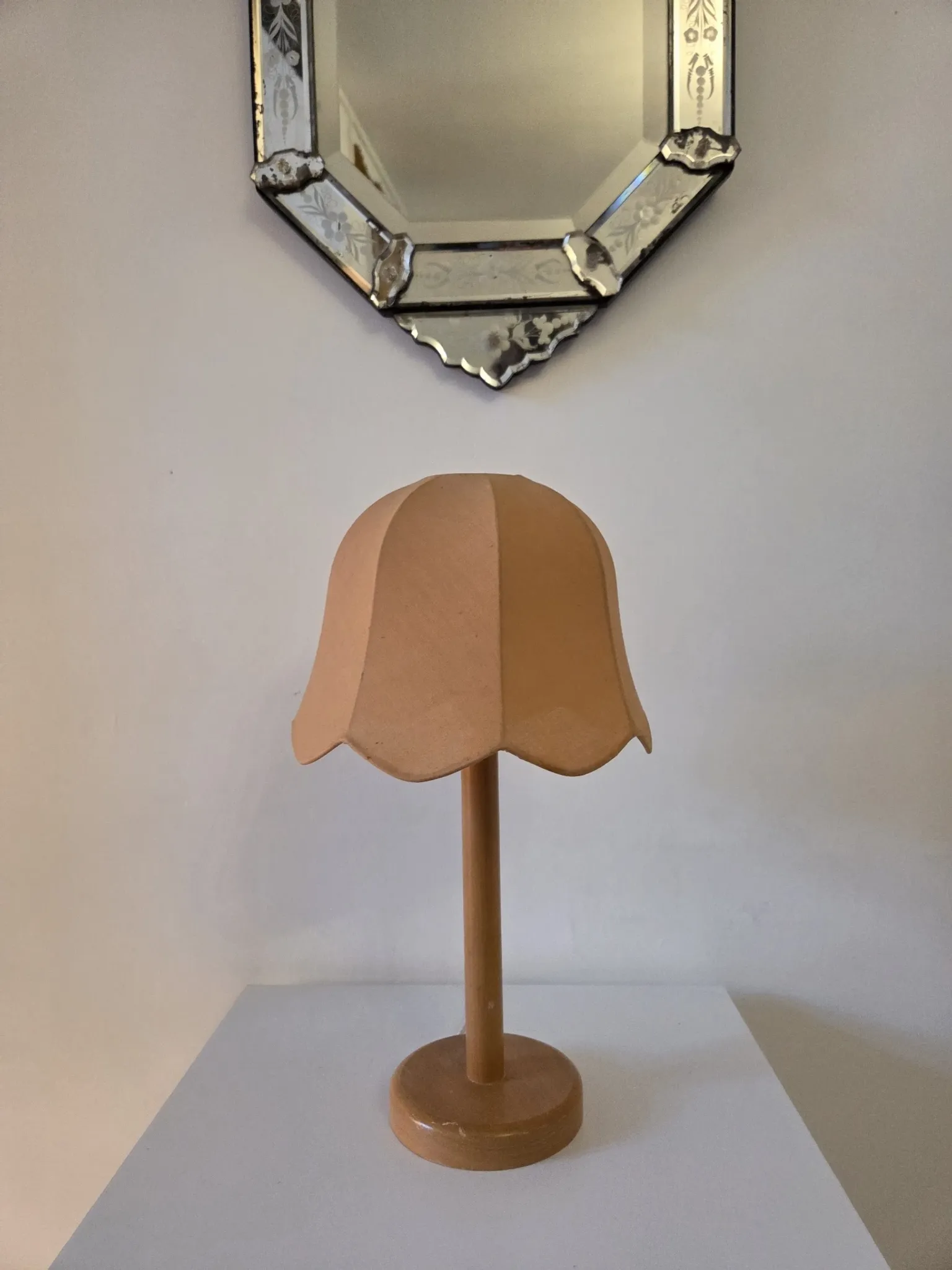 Vintage wooden and fabric lamp