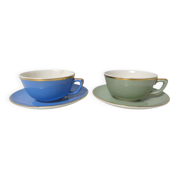 2 tasses et soucoupes Villeroy & Boch SAAR Lucien ENGEL vintage