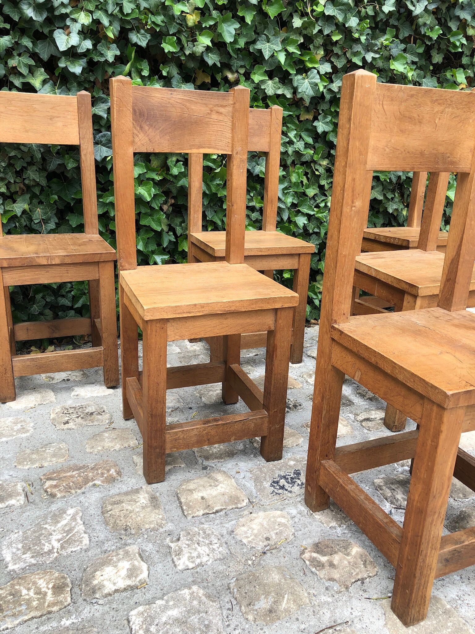 6 solid oak chairs
