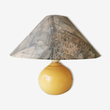 Lampe de table en céramique jaune 1980