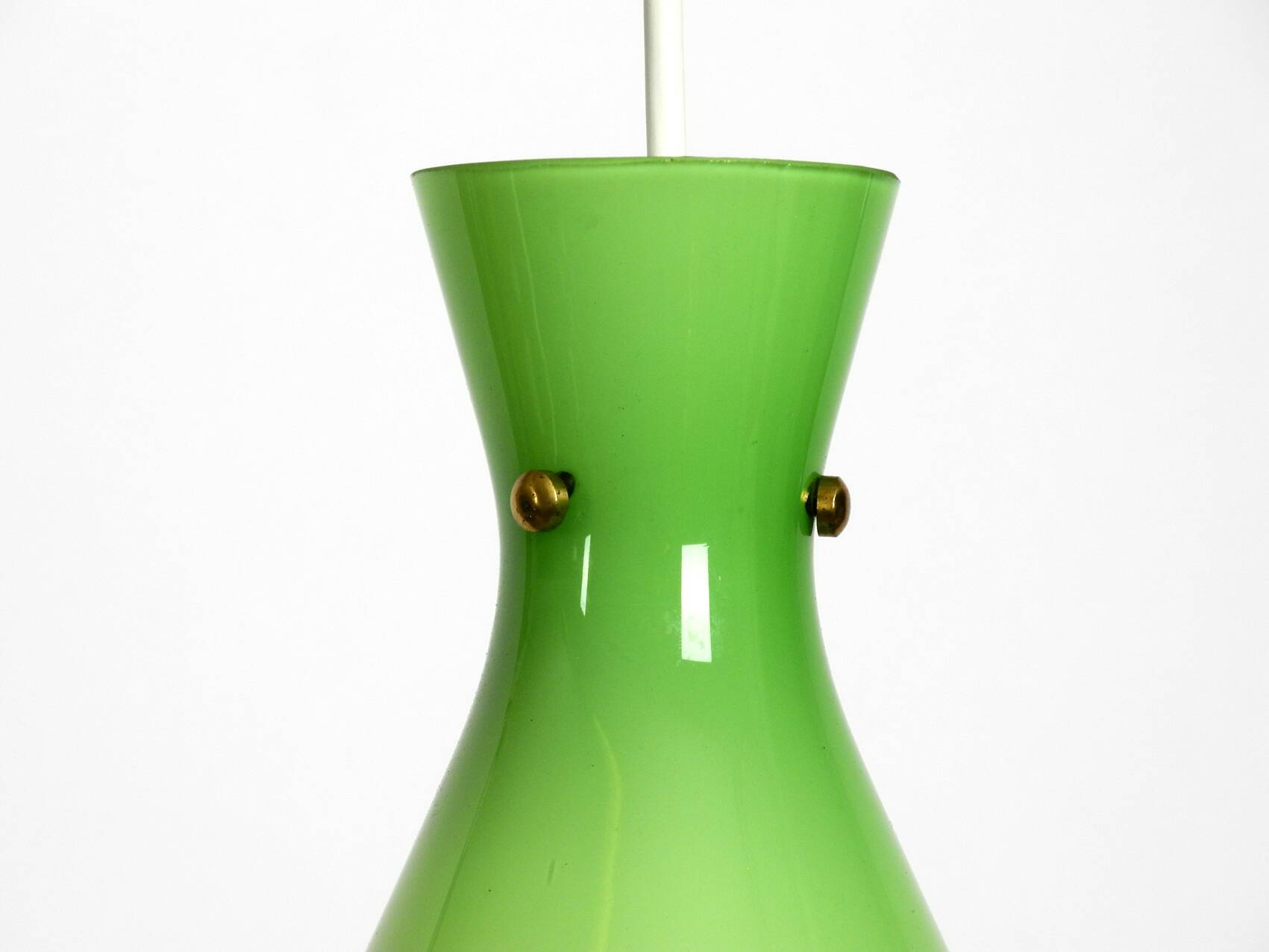 Very beautiful Mid Century flashed glass Diabolo pendant lamp in Green