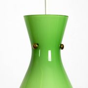 Very beautiful Mid Century flashed glass Diabolo pendant lamp in Green