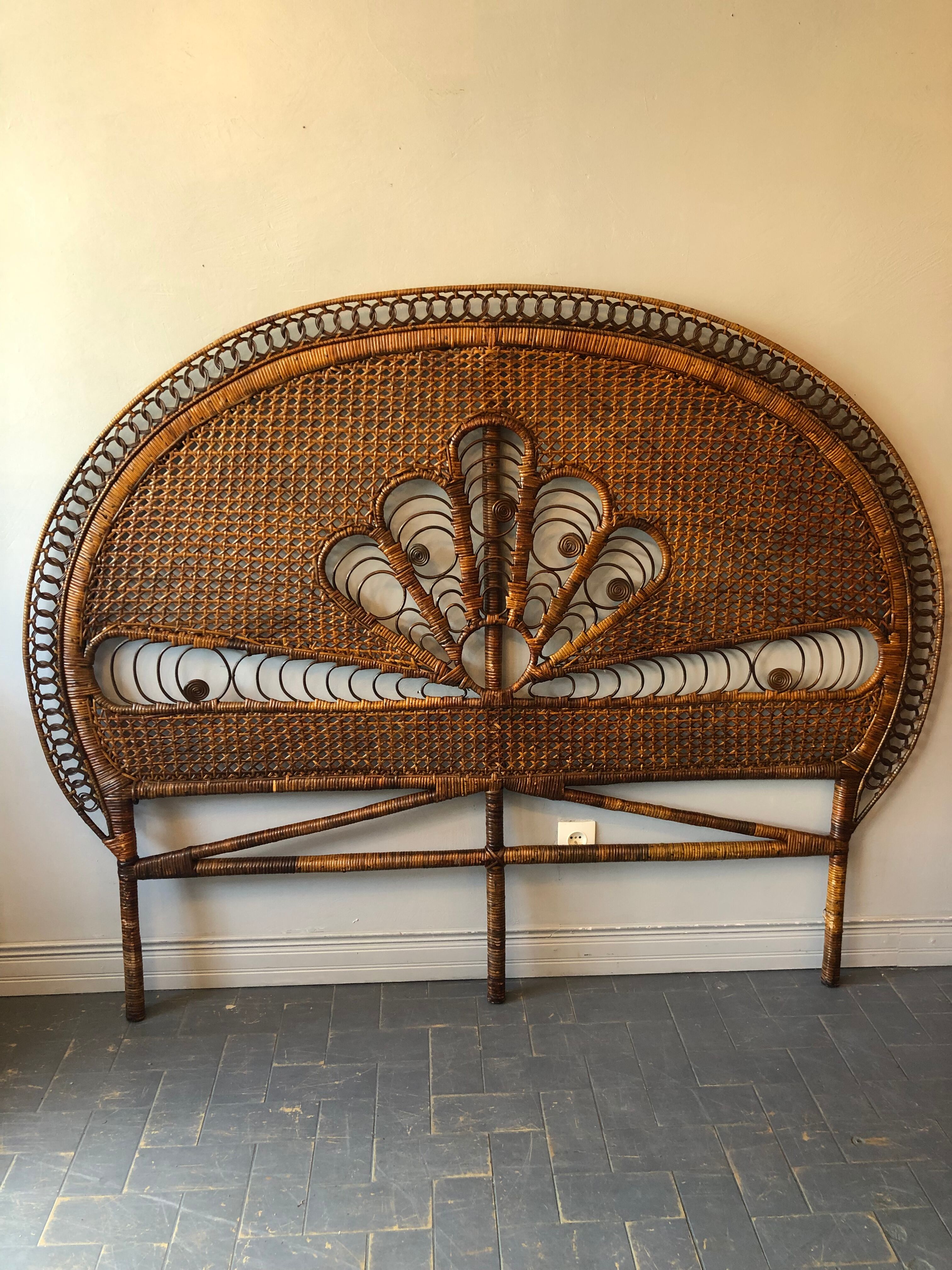 Vintage rattan headboard