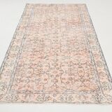 5x8 Faded Pink & Beige Floral Turkish Vintage Rug, 143x248 Cm