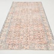 5x8 Faded Pink & Beige Floral Turkish Vintage Rug, 143x248 Cm