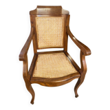 Louis philippe style barber chair in beech with cane seat and backrest
