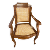 Louis philippe style barber chair in beech with cane seat and backrest
