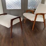 Fauteuil scandinave vintage Ruster avec tabouret du designer suédois Yngve Ekström pour Pastoe, années 60