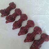 6 ceramic poodle dog knife holders