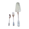 Set of cake forks and silver metal spoons