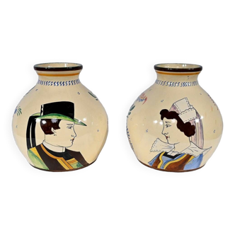 Pair of Earthenware Vases, Henriot Quimper – Mid 20th Century
