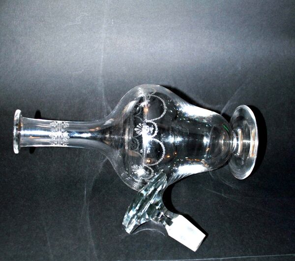 Carafe reims en cristal de saint-louis décor gravé à l'acide ''cristal de roche'' 1930