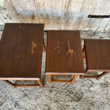 Set of 3 Vintage Turned Wood Nesting Tables