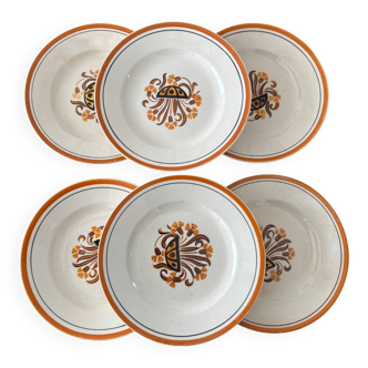 Set of 6 dessert plates Creil and Montereau model Œillet – Vaisse