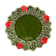 Artisanal plate with strawberries in green and red slurry