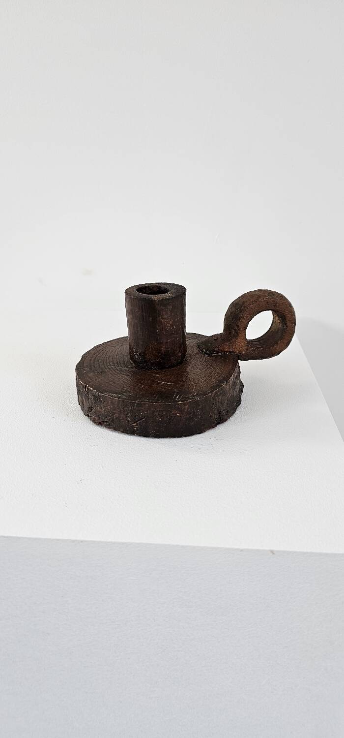 Brutalist wooden candle holder