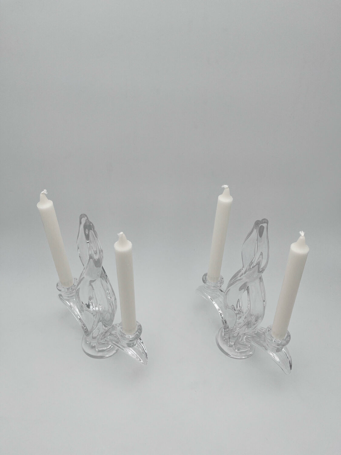 Pair of "Vegetal" candlesticks in solid crystal - Vannes-le-Châtel