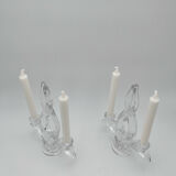 Pair of "Vegetal" candlesticks in solid crystal - Vannes-le-Châtel