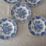 5 Flat plates Ridgway Staffordshire Windsor blue bird flower