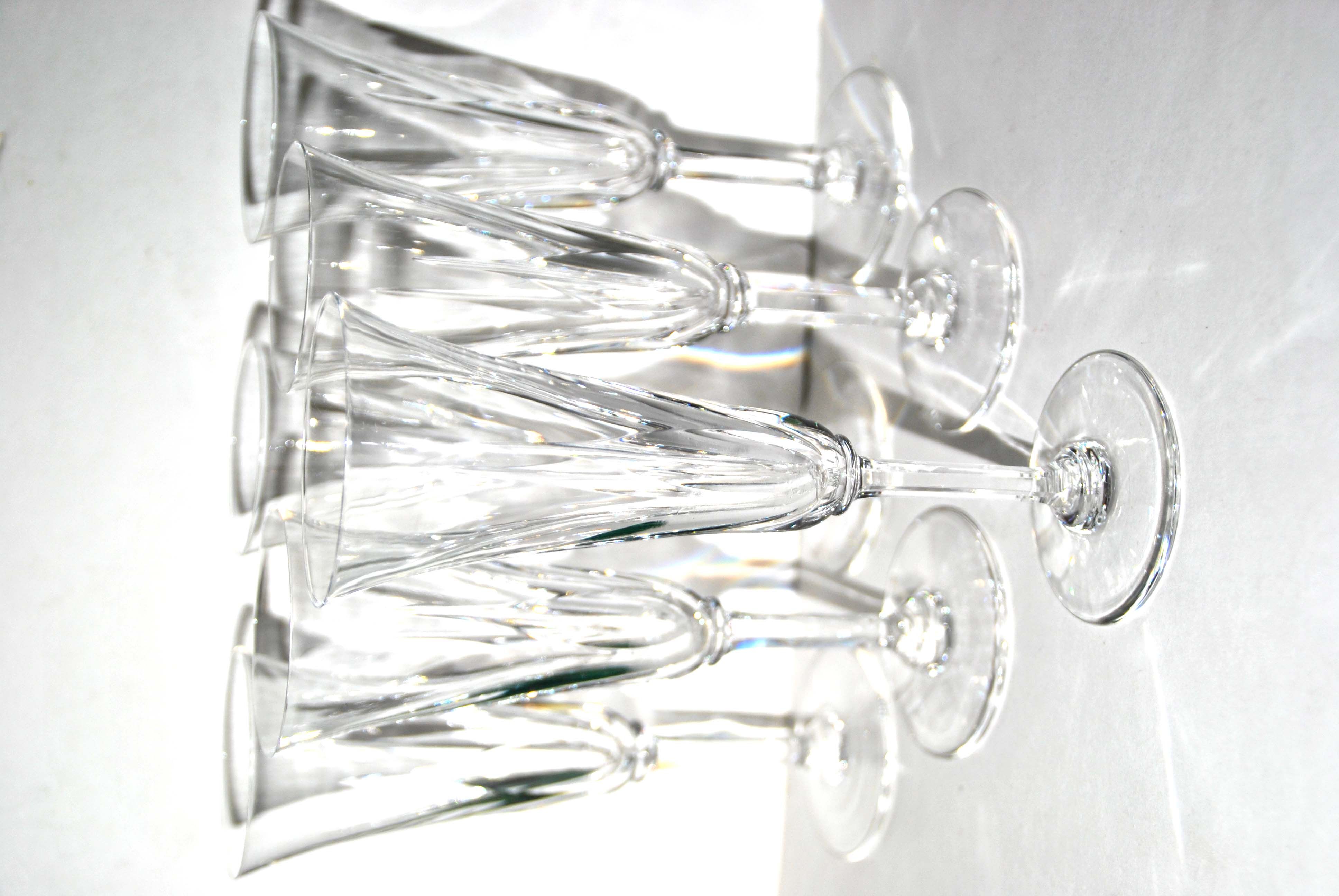 Saint-louis series of 6 crystal champagne flutes cut cerdagne