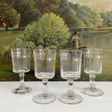 4 Baccarat cut crystal port wine glasses, similar to Chica model