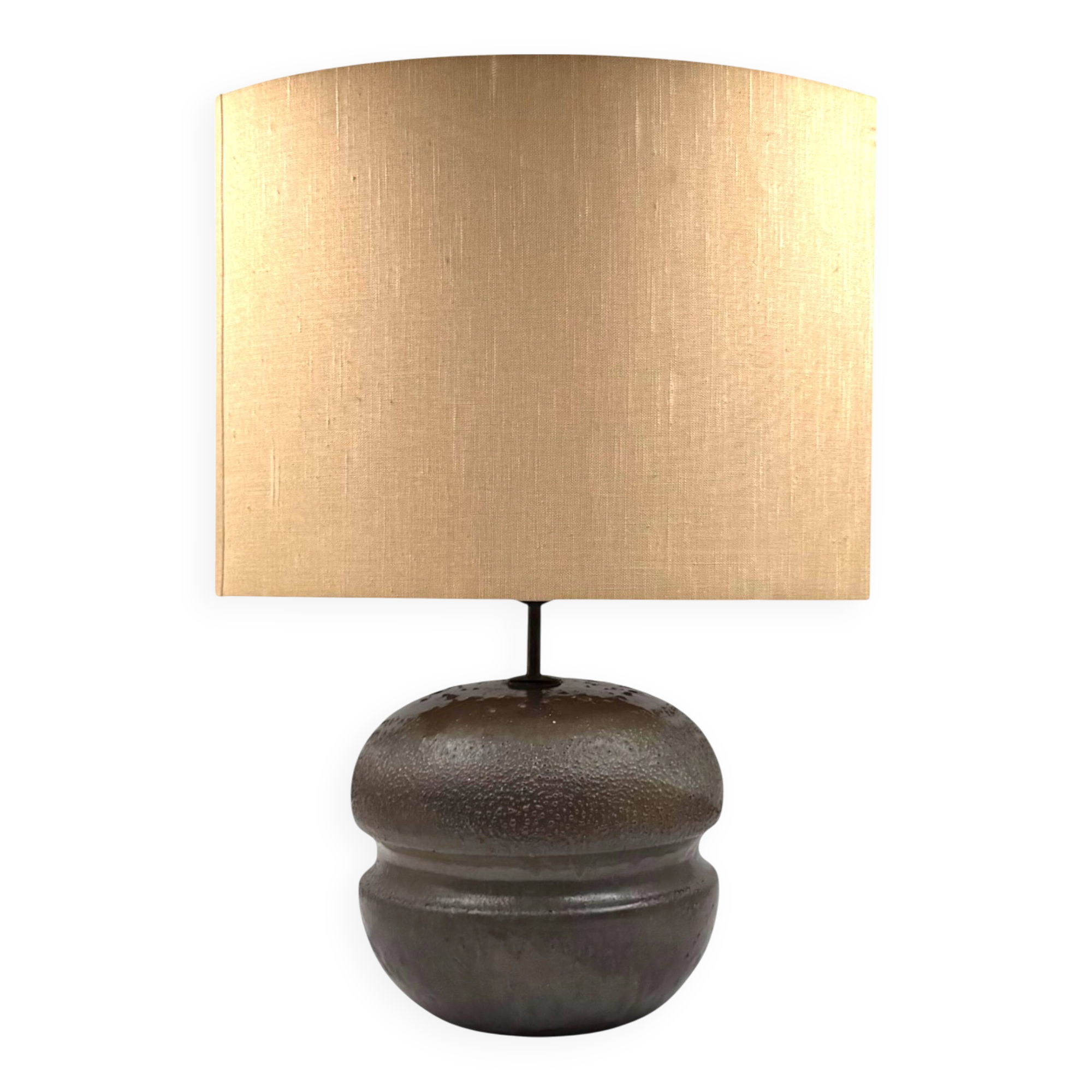 Mid-century modern brown ceramic lamp base,  France 1960s