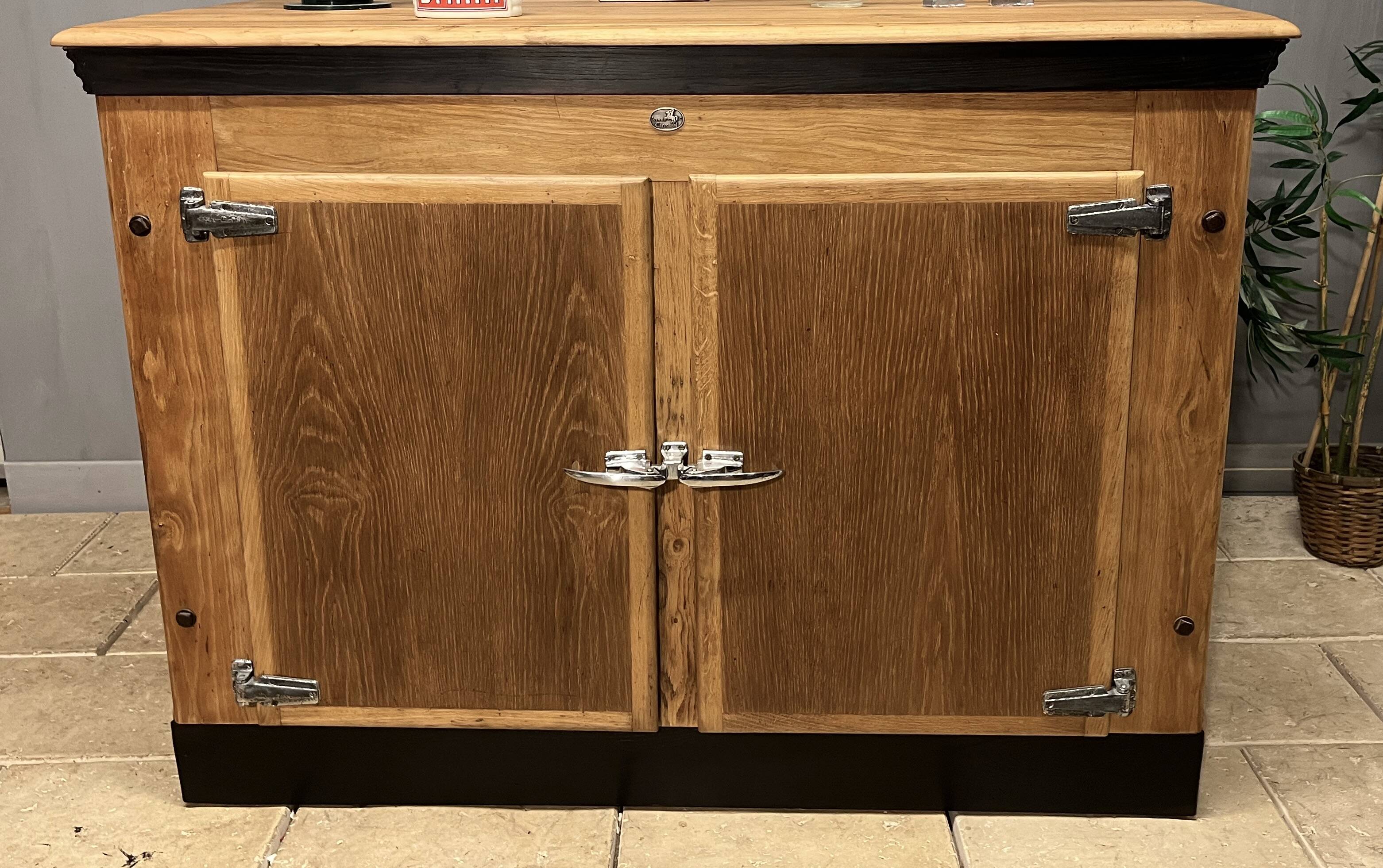 Bar à vin glacière chêne meuble métier comptoir bistrot