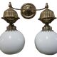 Antique double opaline wall light — Gilded brass — Belle Époque — 19th/20th century