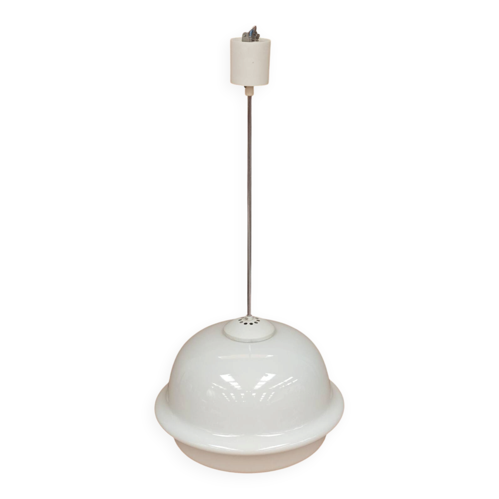 Suspension lamp "derby" in triplex opal glass – karel volf, osvě