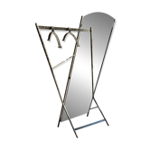 Coat rack with mirror in metal Memphis style (1980s)