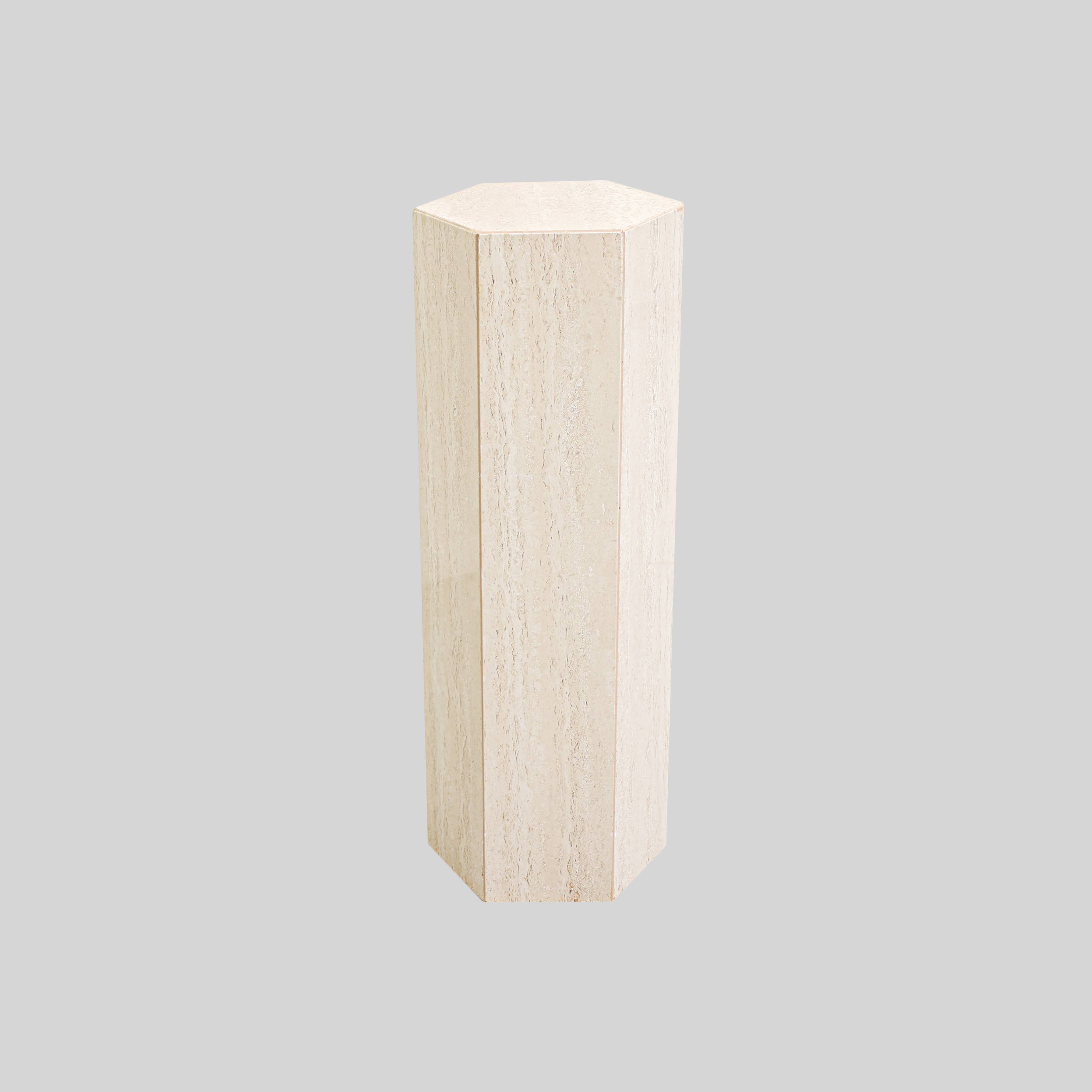 Vintage Travertine Pedestal, 1980s.