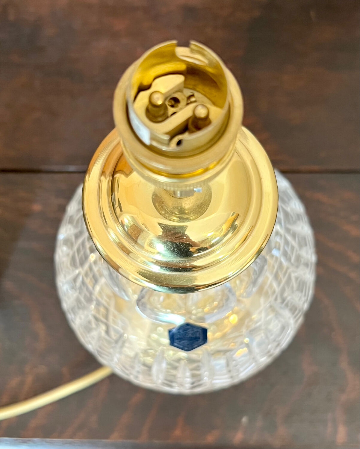 Crystal lamp stand | round diamond cut crystal lamp | stuart crystal lamp