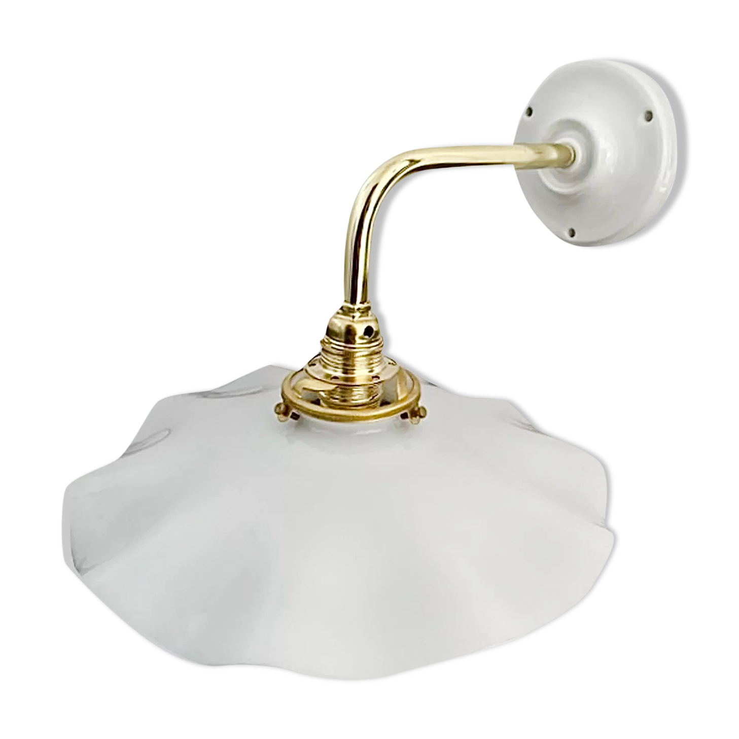 New electrified white opaline wall lamp