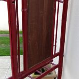 Old vintage red lacquered bamboo Asian coat rack