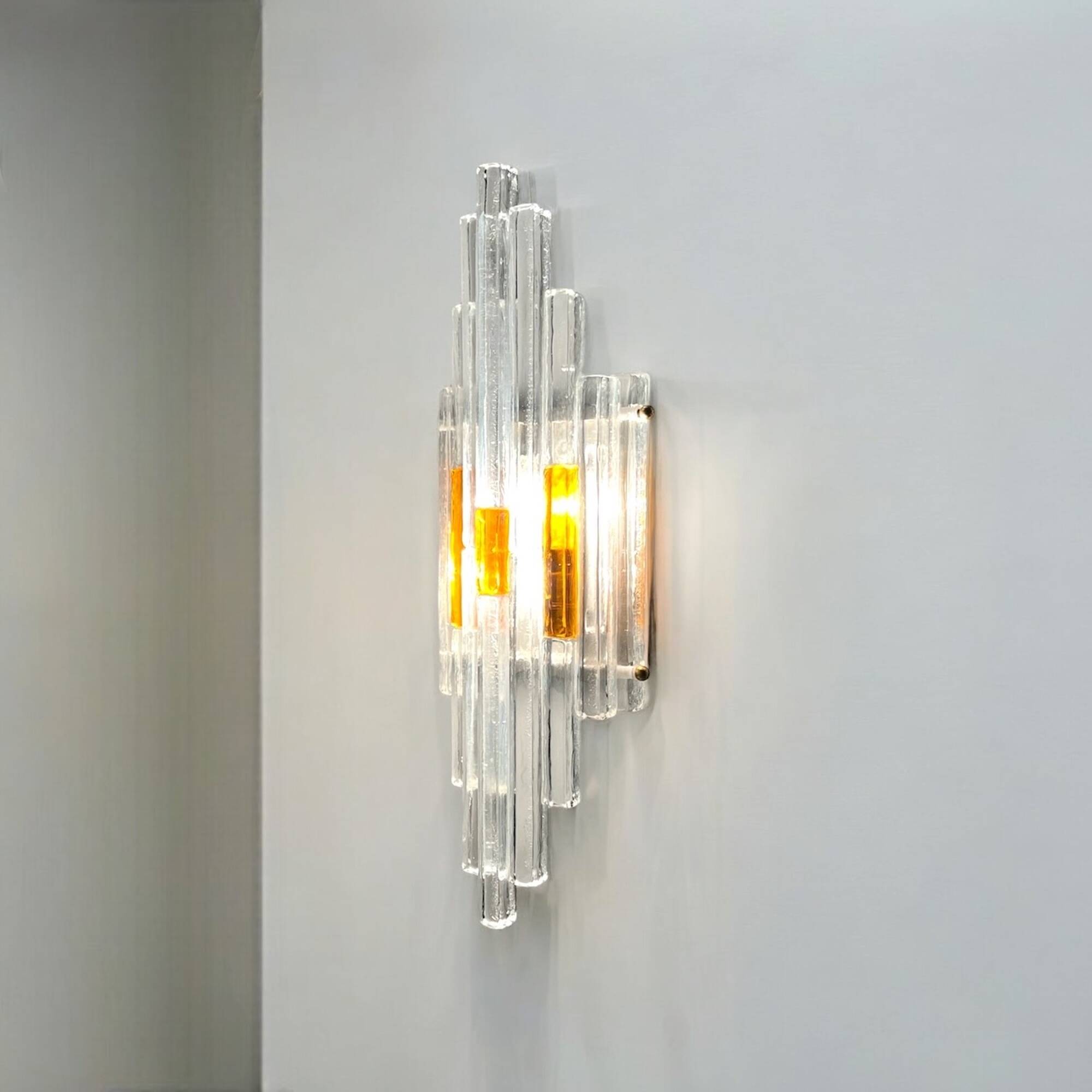 Vintage Handmade Glass 70s Poliarte Sconce ‘Linea’ byAlbano Poli