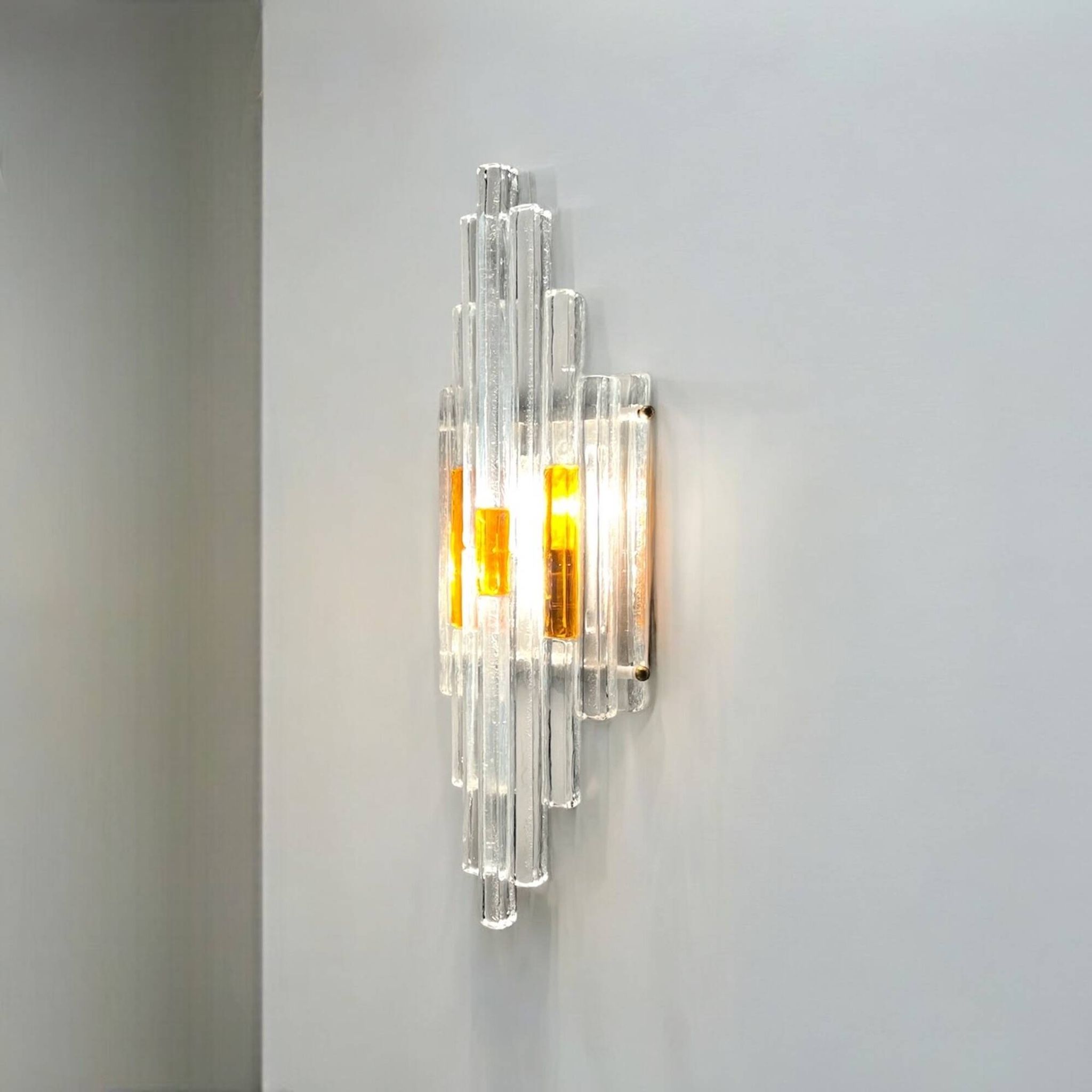 Vintage Handmade Glass 70s Poliarte Sconce ‘Linea’ byAlbano Poli