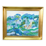 Anders Fogelin, Scandinavian Modern Landscape, 1970s, huile sur toile, encadré