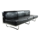 Magnifique canapé trois places LC5 en cuir noir de Cassina