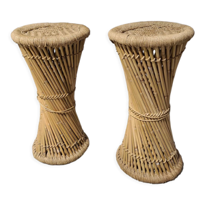 Tabourets de bar en rotin