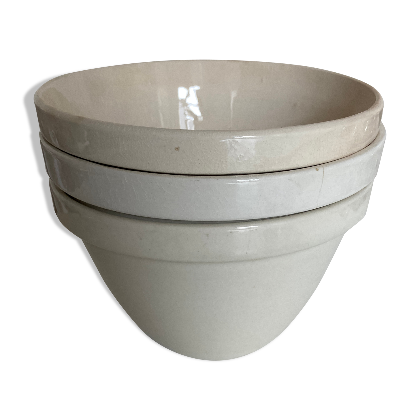 Set of 3 bowls in faience English iron land 1900 mixing bowl 30