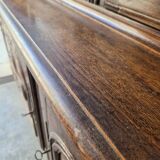 Louis XV period 18th century two-part sideboard in solid oak with glass