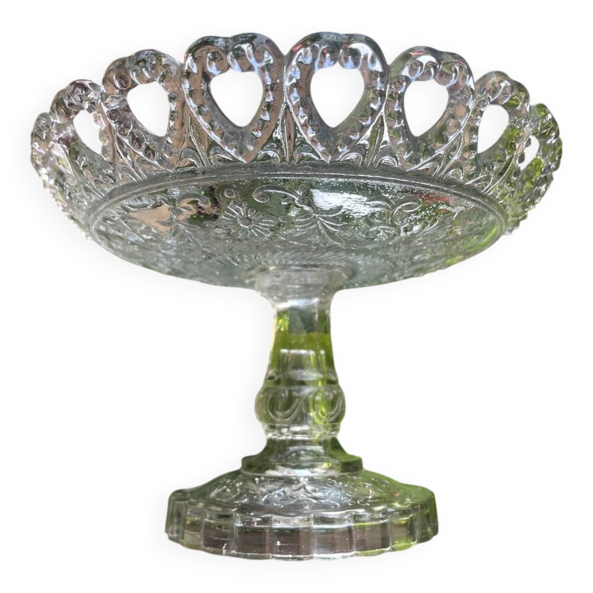 Glass fruit bowl, pressed mould, centre table, seasonal fruits.