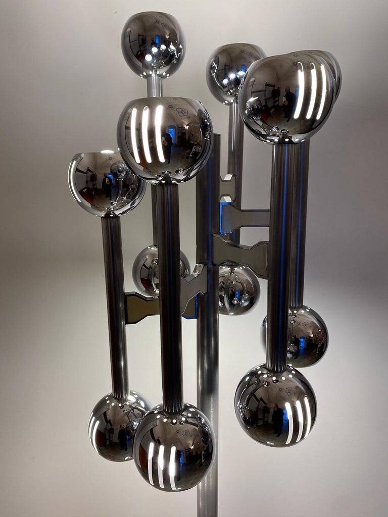 Lampadaire Space Age chromé, Italie 1970